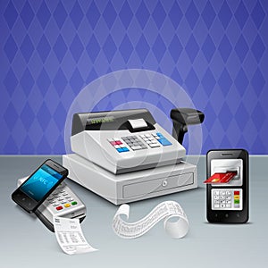 Electronic Payment Realistic Composition
