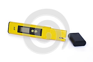 Electronic pH meter tester pen on a white background