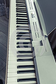 electronic piano with white and black keys