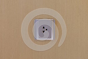 Electronic Plug on wooden wall.