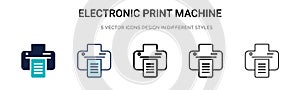 Electronic print machine icon in filled, thin line, outline and stroke style. Vector illustration of two colored and black