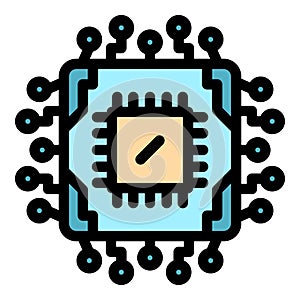 Electronic processor icon color outline vector