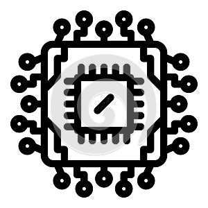 Electronic processor icon, outline style