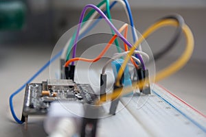 Electronic programming background. Microcontroller project. Arduino electronic platform for hobbyists concept