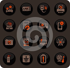 Electronic repair icons set