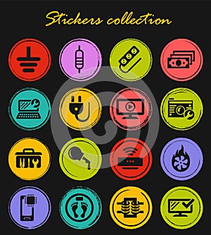 Electronic repair icons set