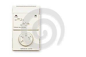 Electronic room thermostat, Temperature control isolated on whit