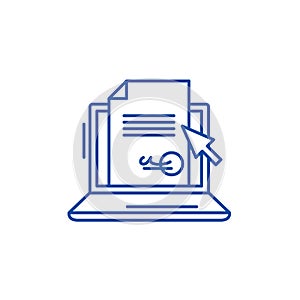 Electronic signature of the contract line icon concept. Electronic signature of the contract flat vector symbol, sign