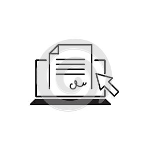 Electronic signature of the contract line icon concept. Electronic signature of the contract linear illustration