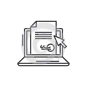 Electronic signature of the contract line icon concept. Electronic signature of the contract vector linear illustration