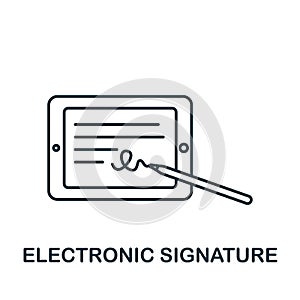 Electronic Signature icon. Monochrome simple Fintech Industry icon for templates, web design and infographics