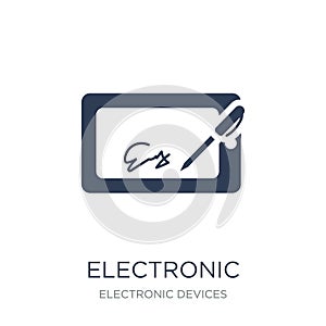 electronic signature icon. Trendy flat vector electronic signatu photo