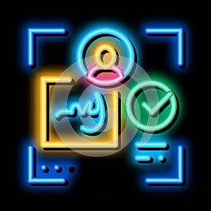 electronic signature identity neon glow icon illustration