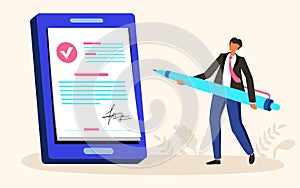 Electronic signature on mobile, on line contract