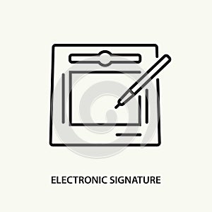 Electronic signature on sign pad. Vector illustration