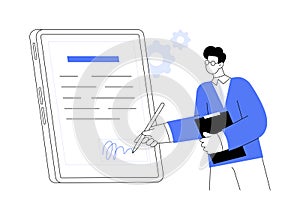 Electronic signature software abstract concept vector illustration.