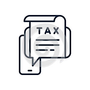 Electronic Tax return form on smartphone vector line icon