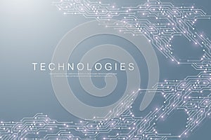 Electronic texture for computer technology, engineering concept. Motherboard computer generated abstract background