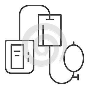 Electronic tonometer thin line icon, Heath care concept, Arterial blood pressure checking device sign on white