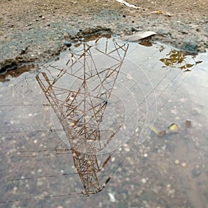 Electronic tower image in water