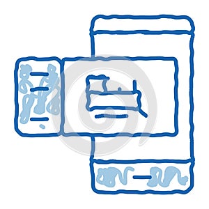 electronic train ticket doodle icon hand drawn illustration
