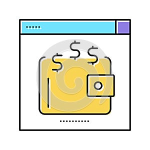 electronic wallet color icon vector flat illustration
