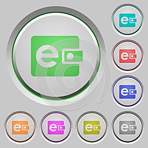 Electronic wallet push buttons