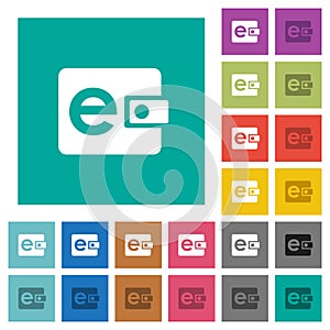 Electronic wallet square flat multi colored icons
