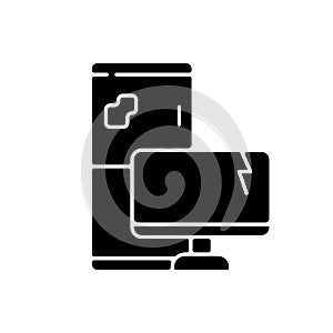 Electronic waste black glyph icon