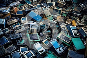 electronic waste collection, including old phones and laptops