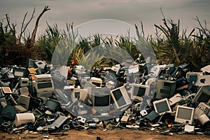 electronic waste discarded computers outdated monitors disposed hardware