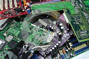 Electronic waste of mainboard computer - old computer circuit boards