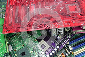 Electronic waste of mainboard computer - old computer circuit boards