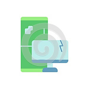 Electronic waste vector flat color icon
