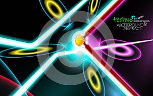 Electronical dj neon glowing hi-tech futuristic abstract background. Design Sample of technology of the future music. Layout cover