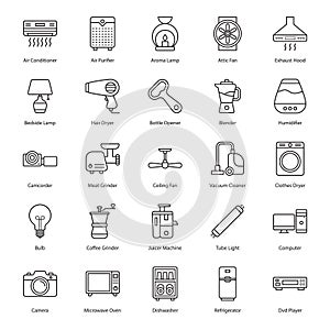 Electronics and Appliances line Vectors Set