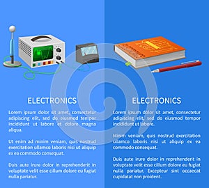 Electronics Banner with Place for Text on Blue