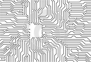 Electronics board. Circuit engineering technology. High tech digital data connection system concept or computer