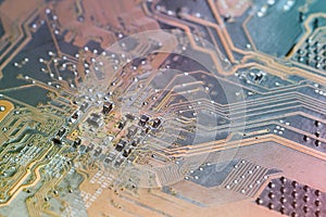 Electronics Circuit board background , close-up