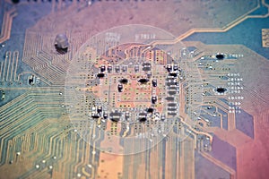 Electronics Circuit board background , close-up