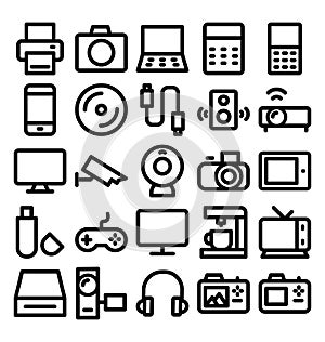 Electronics and devices bold Line icons that can easily modified or edit