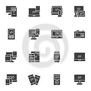 Electronics and devices vector icons set