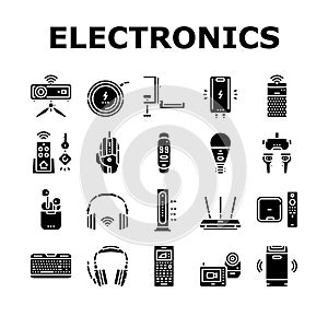 Electronics Digital Technology Icons Set Vector