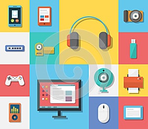 Electronics flat icons