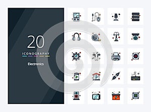 20 Electronics line Filled icon for presentation