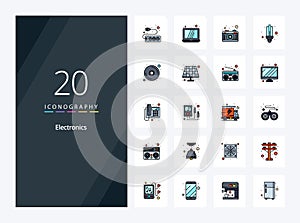 20 Electronics line Filled icon for presentation