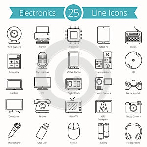 25 Electronics Line Icons
