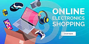 Electronics online shopping banner with devices