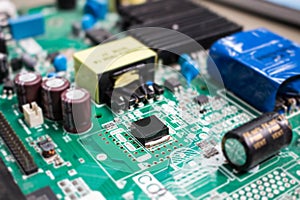 The electronics parts on main board resistor and chip technology.