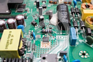 The electronics parts on main board resistor and chip technology.